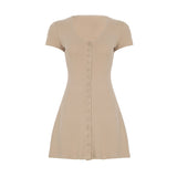 Cloth Forget French Light Style V-Neck Knitted Dress T-Shirt Babes Single Buckle Thin Temperament Slim
