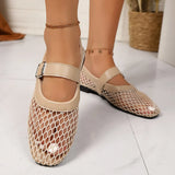 Head Fishing Grid Hollow Mary Jane Single Shoes Women Go Out 42 Large Summer New