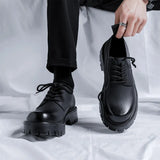 2025 Spring New Leather Shoes Men's British Style Versatile Black Round Head Business Big Leather Shoes