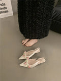 Spring And Summer New High-Heeled Shoes French Temperament Small Heels Sweet Flowers Fairy Wind After The Empty
