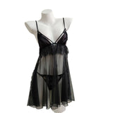 Sexy French Pure Pyjamas Super Soft Private Sling With Aja Skirt Side Open Net Lace