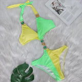 Zingj New Sexy Crystal Diamond Bikini Patchwork Women's Swimsuit Beach Vacation