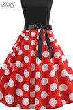 Women Summer Casual Polka Dot Elegant Retro Vintage 50s 60s Robe Femme Rockabilly Pin Up Party Dresses