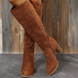 Coarse And Velvet High-Chamed Knight Boots Women But Knee Round Head High And Pointed Boots