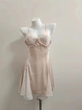 Girl Sweetheart Slip Big V-Shaped Short Skirt Summer Thin Back Slings Aja Skirt Pure Lusty