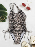 2022 New Leopard-Print Drawstring Tied With Conjoined Swimsuit