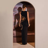 Zingj Women's Wear Summer 2024 New Sleeveless Sexy Slim Slit Dress Hollow-Out Dress