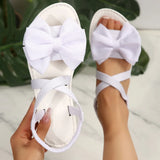 Bow Flat-Soled Sandals Women Soft-Soled Cloth Loose With Beach Cool Slippers