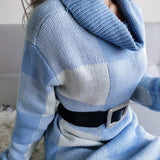 Autumn And Winter Casual Lattice Turtleneck Sweater Dress Knitted Dress Women's