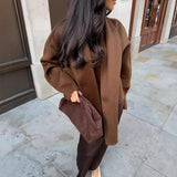 Women's Explosive Scarf Neckline Short Wool Long-Sleeved Casual Jacket