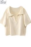Korean Short Knitted Sweaters Women Thin Pullovers Fashion Short Sleeve 2023 Summer Casual Female Crop Top Ropa