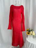 Hot Knitted Hollow Skirt + Vest Skirt Set Women's Soft Knitted Burqa Holiday