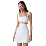 Women Bandage 2 Two Pieces Sets 2022 New Summer Sexy Tank Sleeveless Tops & Mini Skirts Fashion Club Party Outwear