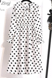 Women Casual Spring Autumn Dress Korean Style Vintage Floral Printed Shirt Dress Long Sleeve Elegant Bow Midi Summer