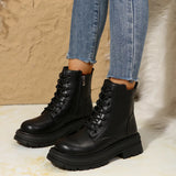 Autumn And Winter New Thick Thick Warm Martin Boots Thick Back Thick Lace Women's Shoes