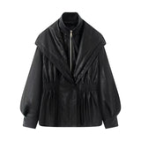Women's Clothing Explosion Retro Old Fashion Water Wash To Make Old Style Imitation Leather Fake Two