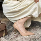 High-Heeled Shoes Thin Heel 2025 New Spring And Autumn French Sharp Head Light Mouthed Etiquette Professional Temperament Single-Shoe