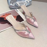 Summer New British Wind Silk Satin Tip Drill With Fine Heel Tip Head Fashion Comfortable Sandals Women's Large