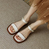 Version With Sandals Women Wear 2025 Summer New Retro Solid Roman Sandals Fashion Flat Women's