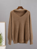 Autumn And Winter Ultra-Soft V-Neck Imitation Marinish Sweater Female Lazy Style Loose Knitted