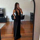 Women's Clothing Explosion Fashion Simple Sexy Deep V Waist Thin Temperament Dress