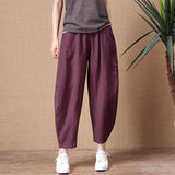 Cotton Wide Leg Pants Women 2025 Summer New Loose Large Size Linen Nine Casual Pants Outside
