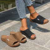 New Women's Slippers Hollow Large-Size Slippers Casual Fashion Slope And Fish Mouth Cool