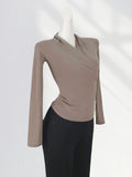 Zingj Quality Combed Cotton Cross V-Neck Long Sleeve Bottom Shirt Female Spring Elegant Wind Slim Inside A