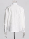 Spring 2025 New Fashion Casual Collar Hollow Flowers Splicing Hollow High-End Sense Single Row Buckle Long-Sleeved Shirt