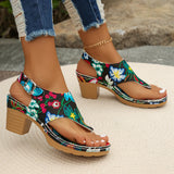 Word Drag Large Code 2025 Summer Flower Embroidered Coarse Heel With Toe High Heels