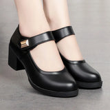 Zingj Shoes Spring / Summer 2023 Breathable Women's Shoes Thick Heel Soft Sole Work Shoes Casual Comfortable Black Medium Heel