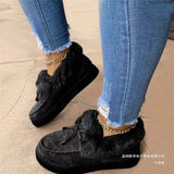 Boots Women 2025 Winter Round Head Thick Soles Plus Velvet Warm Cotton Shoes Women's Seam Bag Shoes Snow Boots Beans