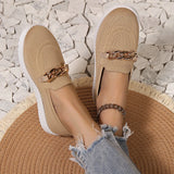 New Mesh Solid Round Head Low Single Shoes Women's Chain Large-Size Sports Wind Casual Shoes