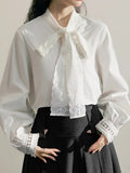 Thousand Gold Lace Bow White Shirt Women 2025 Niche New Bottom Shirt Shirt In