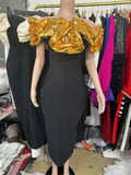 New Independent Design Shoulder Three-Dimensional Flowers Decorated With Elegant Sexy Black Banding Evening