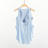 Yoga Vest Women's Shockproof Bra With Bra Mat Two-In-One Sports Blouse Loose Running Fitness Set