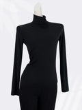 Zingj Cotton Super Soft Pendant Pile Collar Bottom Shirt Female Spring With A Slim Solid Color High Collar Long Sleeve