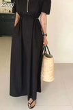Fashion Women Puff Sleeve Zipper Ruffes Black White Plaid Dress Woman Casual Print Dress Pullover Ladies Long