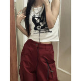 Gothic Punk Printed Rib Crop Tank TopOutfit