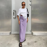 Zingj And Summer New Simulation Silk Skirt Satin Bread Hip Skirt Women Casual Color Tintail