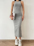 Rib-Dress Dress Body-Body-Skinny Vest Sleeveless One-Step Skirt
