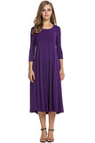 Women's Clothing 2025 Spring New Dress Fashion Casual Fold Seven-Sleeve Solid
