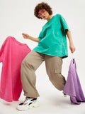 Spring And Summer New Solid Color T-Shirt Women's Water Wash To Make Old Batik Coat Hot Cotton Short