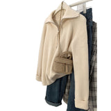 Gray Half-Zip Sweater Women Wear Soft-Creating Knitted Knitted Jacket Coat Tops In Autumn And