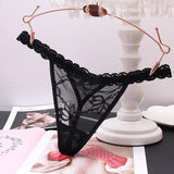 Trousers Female Lace Sexy Transparent Scarless Temptation Solid Color Trousers Hot Mesh Low-Waisted