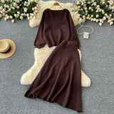 Zingj Wind Wear Take Female Korean Department Lazy Wind Loose Versatile Long-Sleeved Knit High Waist Big Swing Sweater