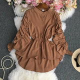 Zingj Net Color Tightened Long-Sleeved