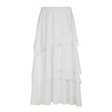 Holiday Style Solid Color Multi-Layer Irregular Low-Waist Large Swing A-Word Half-Body Skirt Long 2025 New