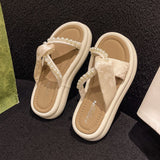Slippers Women Wear Fashion 2025 New Pearl Decoration Cross With Seaside Holiday National Wind