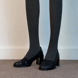 And Winter 2025 New One-Legged Round Head High-Heeled Women Retro Commute Cross-Carrying Temperament Thick Heel Single